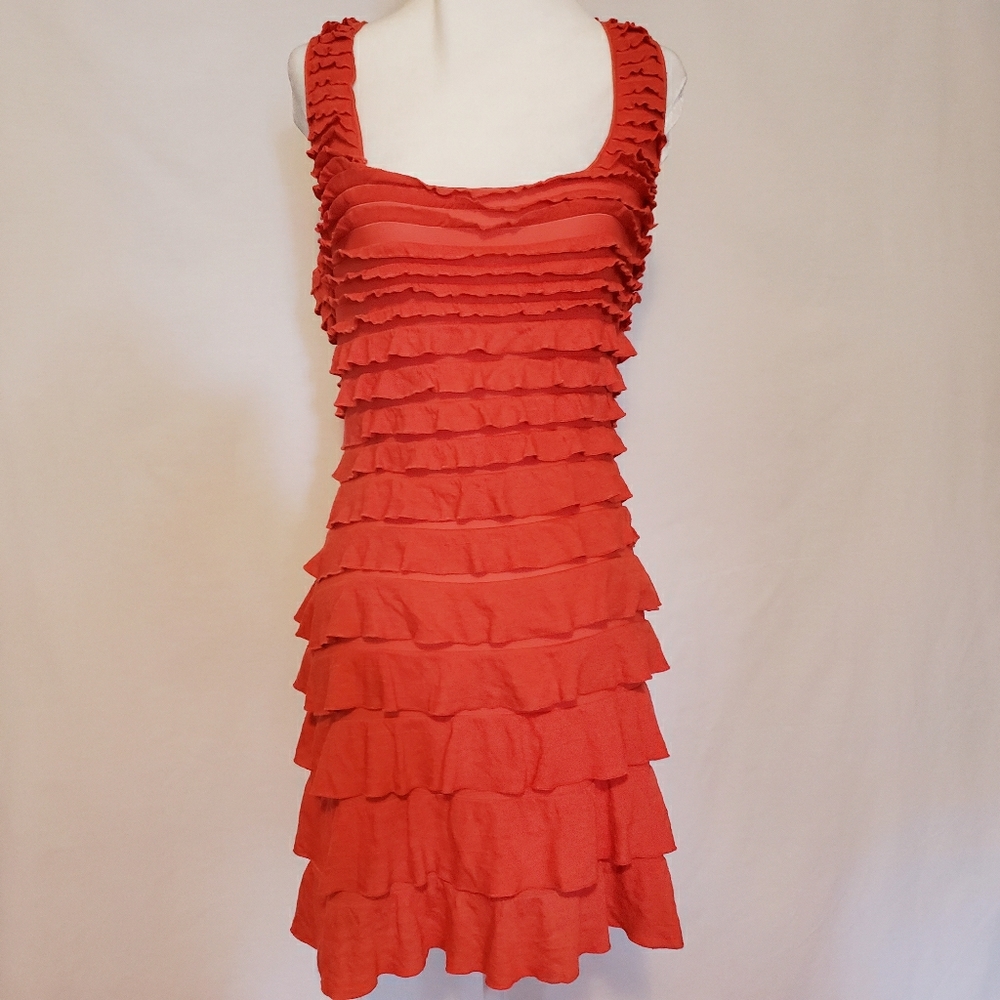 Chelsea & Violet Orange Ruffle Sleeveless Dress